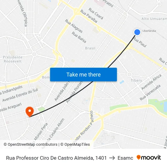 Rua Professor Ciro De Castro Almeida, 1401 to Esamc map
