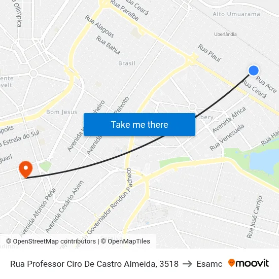 Rua Professor Ciro De Castro Almeida, 3518 to Esamc map