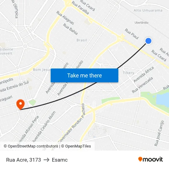 Rua Acre, 3173 to Esamc map