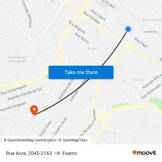 Rua Acre, 2045-2163 to Esamc map