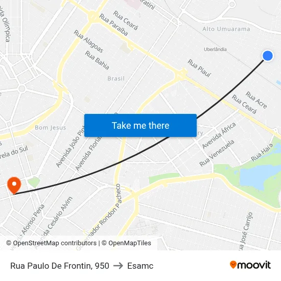 Rua Paulo De Frontin, 950 to Esamc map
