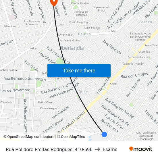 Rua Polidoro Freitas Rodrigues, 410-596 to Esamc map