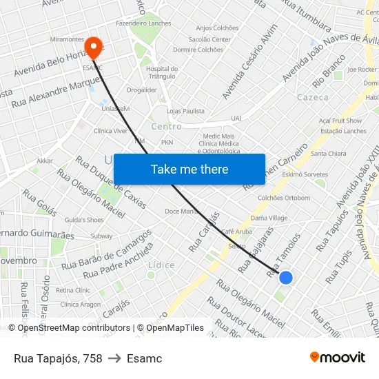 Rua Tapajós, 758 to Esamc map