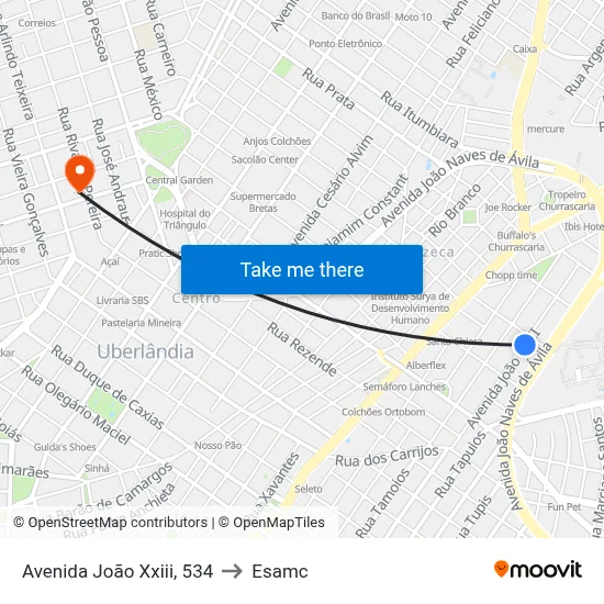 Avenida João Xxiii, 534 to Esamc map