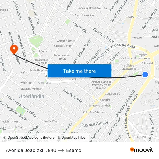 Avenida João Xxiii, 840 to Esamc map