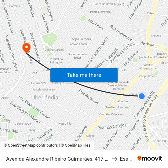 Avenida Alexandre Ribeiro Guimarães, 417-501 to Esamc map