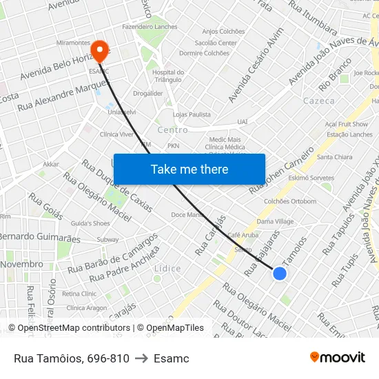 Rua Tamôios, 696-810 to Esamc map