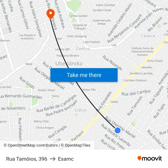 Rua Tamôios, 396 to Esamc map