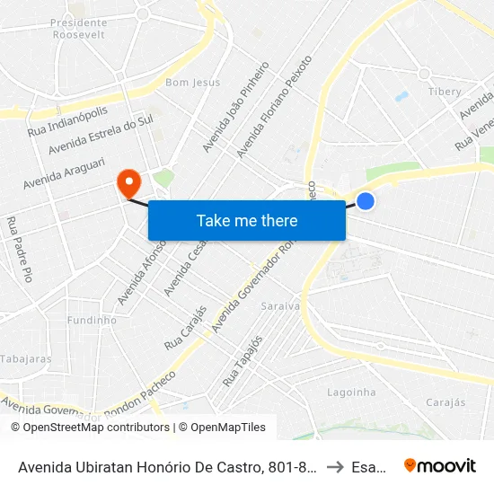 Avenida Ubiratan Honório De Castro, 801-809 to Esamc map