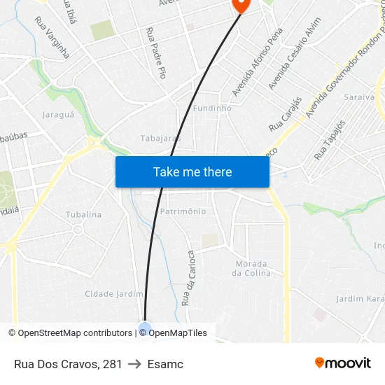 Rua Dos Cravos, 281 to Esamc map