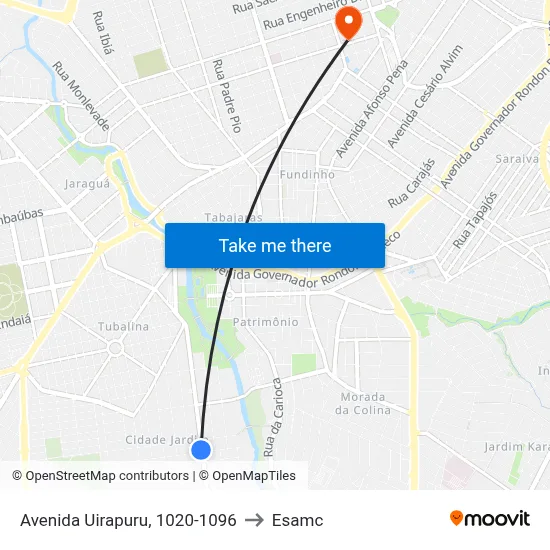 Avenida Uirapuru, 1020-1096 to Esamc map