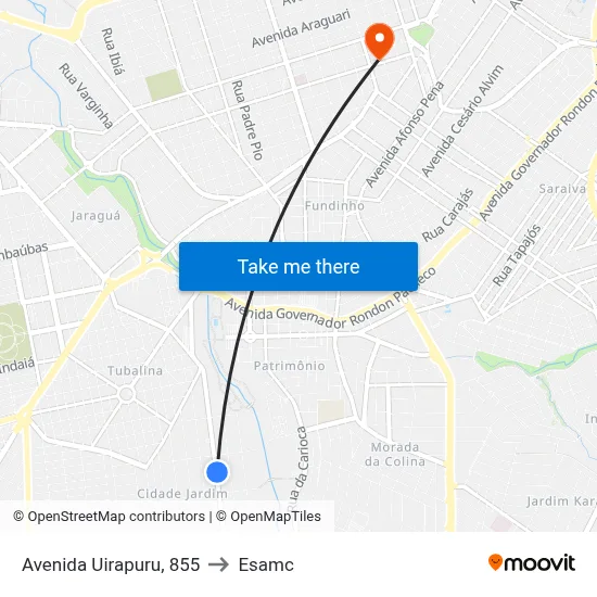 Avenida Uirapuru, 855 to Esamc map
