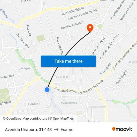 Avenida Uirapuru, 31-143 to Esamc map