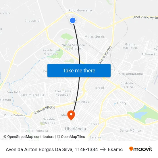 Avenida Airton Borges Da Silva, 1148-1384 to Esamc map