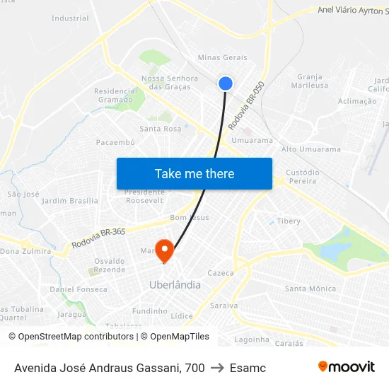 Avenida José Andraus Gassani, 700 to Esamc map