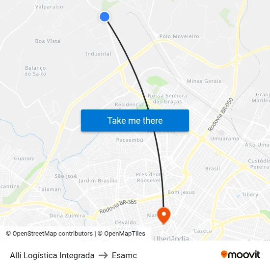 Alli Logística Integrada to Esamc map