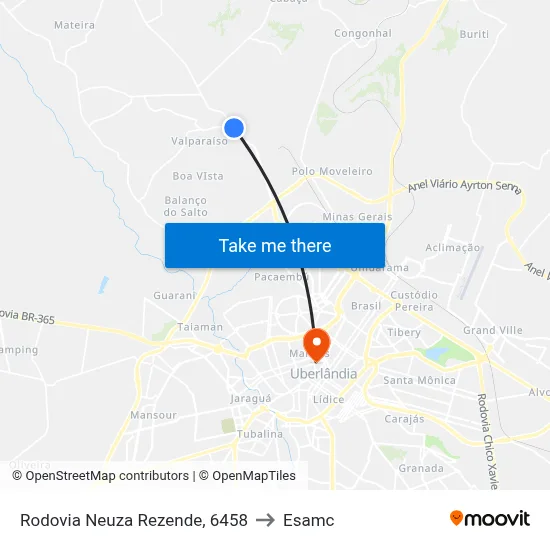 Rodovia Neuza Rezende, 6458 to Esamc map