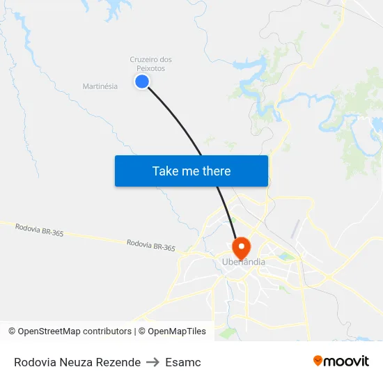Rodovia Neuza Rezende to Esamc map