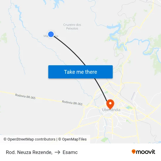 Rod. Neuza Rezende, to Esamc map