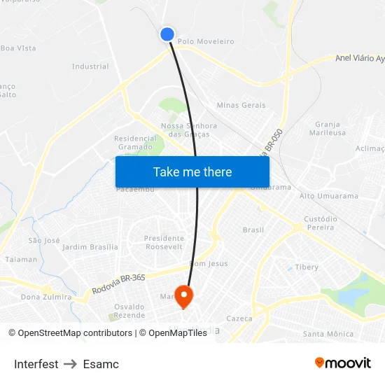 Interfest to Esamc map