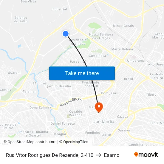 Rua Vítor Rodrigues De Rezende, 2-410 to Esamc map
