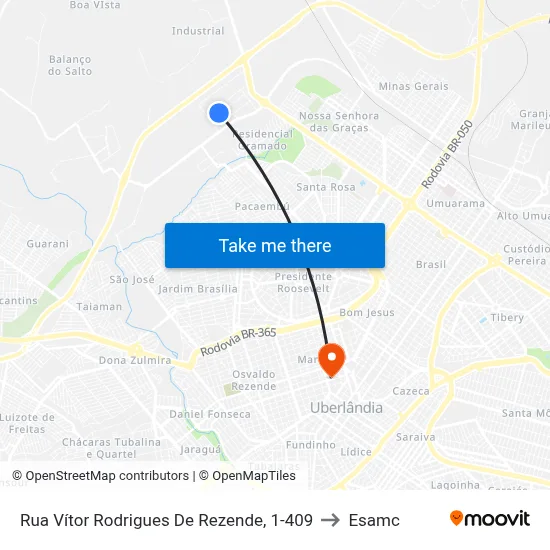 Rua Vítor Rodrigues De Rezende, 1-409 to Esamc map
