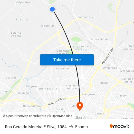 Rua Geraldo Moreira E Silva, 1054 to Esamc map