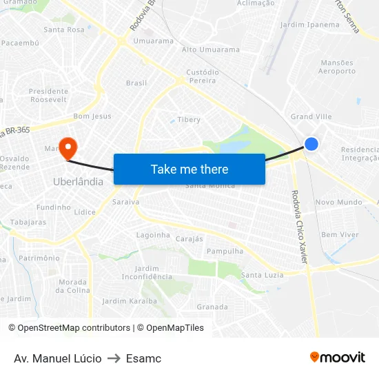 Av. Manuel Lúcio to Esamc map