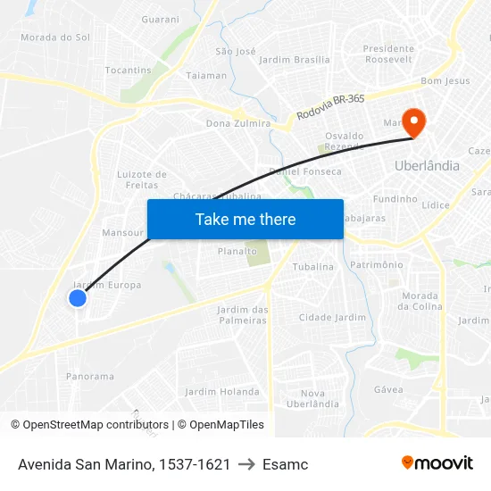 Avenida San Marino, 1537-1621 to Esamc map