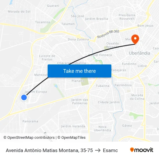 Avenida Antônio Matias Montana, 35-75 to Esamc map