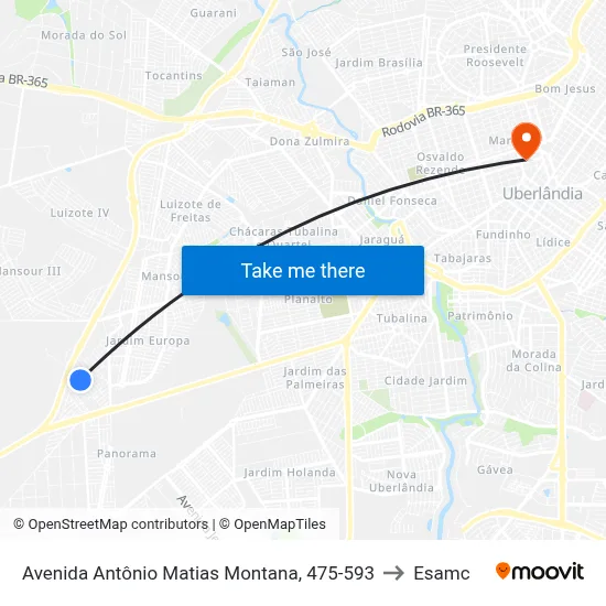 Avenida Antônio Matias Montana, 475-593 to Esamc map