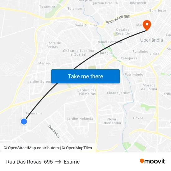 Rua Das Rosas, 695 to Esamc map