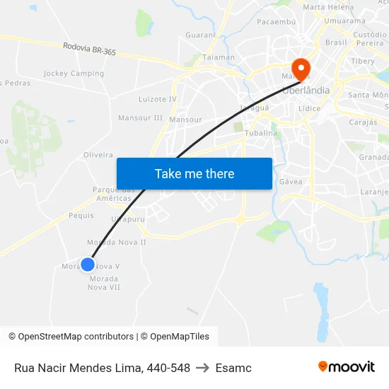 Rua Nacir Mendes Lima, 440-548 to Esamc map