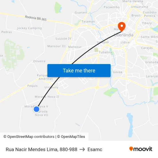 Rua Nacir Mendes Lima, 880-988 to Esamc map