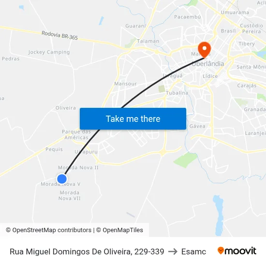 Rua Miguel Domingos De Oliveira, 229-339 to Esamc map