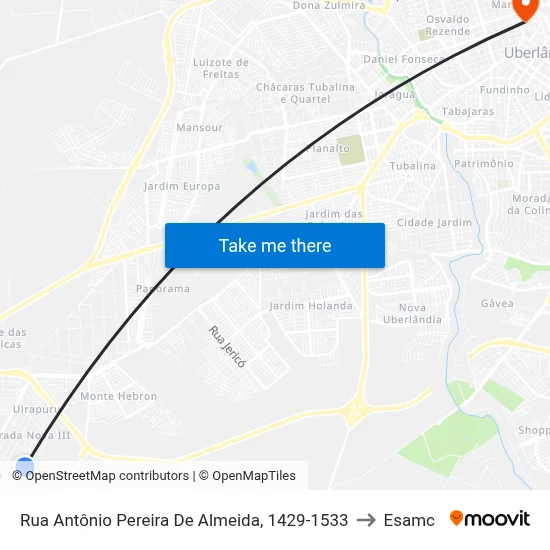 Rua Antônio Pereira De Almeida, 1429-1533 to Esamc map