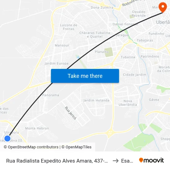 Rua Radialista Expedito Alves Amara, 437-545 to Esamc map