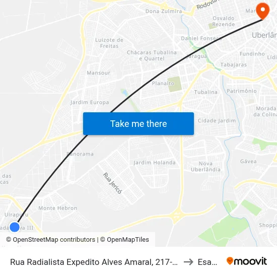 Rua Radialista Expedito Alves Amaral, 217-327 to Esamc map