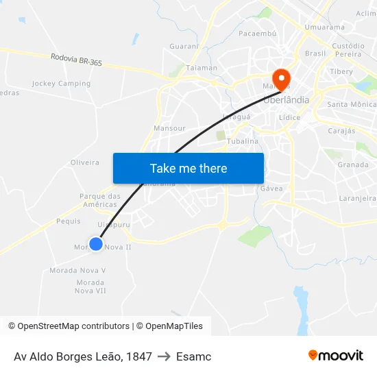 Av Aldo Borges Leão, 1847 to Esamc map