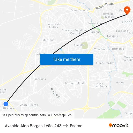 Avenida Aldo Borges Leão, 243 to Esamc map