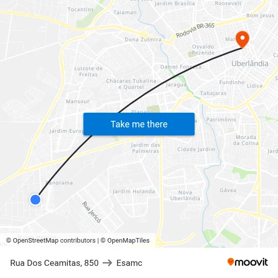 Rua Dos Ceamitas, 850 to Esamc map