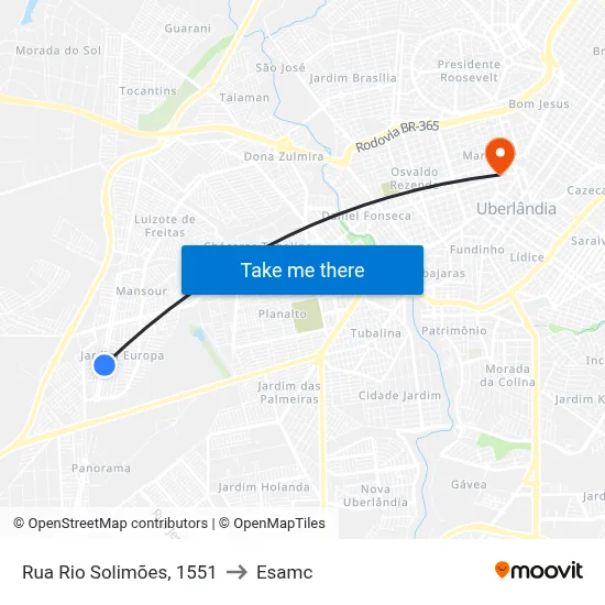 Rua Rio Solimões, 1551 to Esamc map