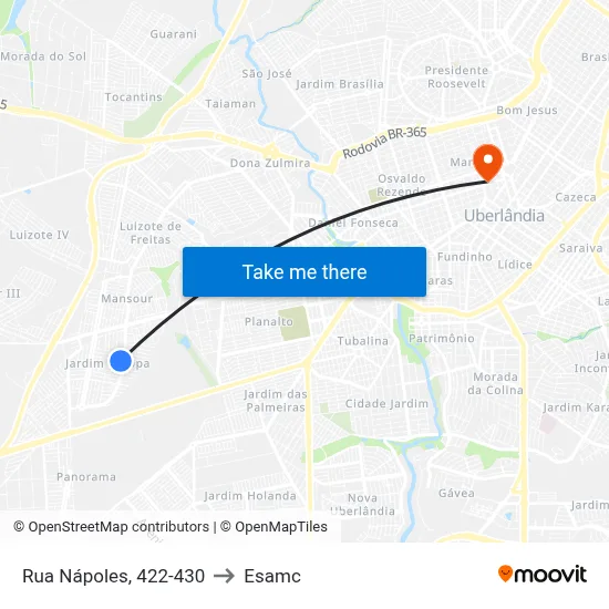 Rua Nápoles, 422-430 to Esamc map