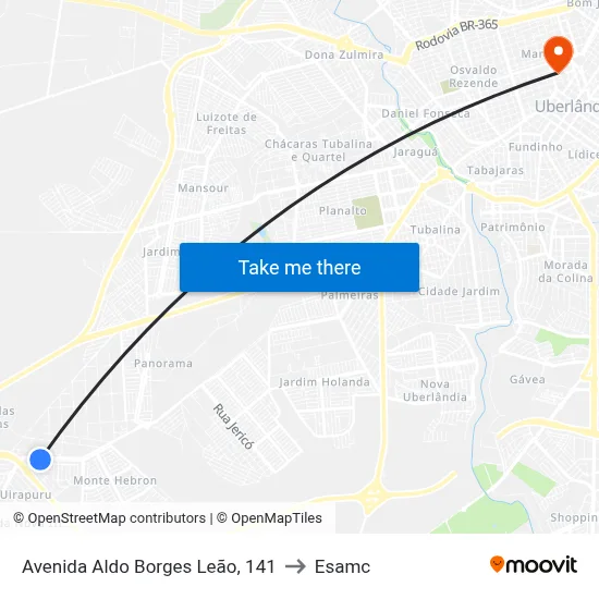 Avenida Aldo Borges Leão, 141 to Esamc map