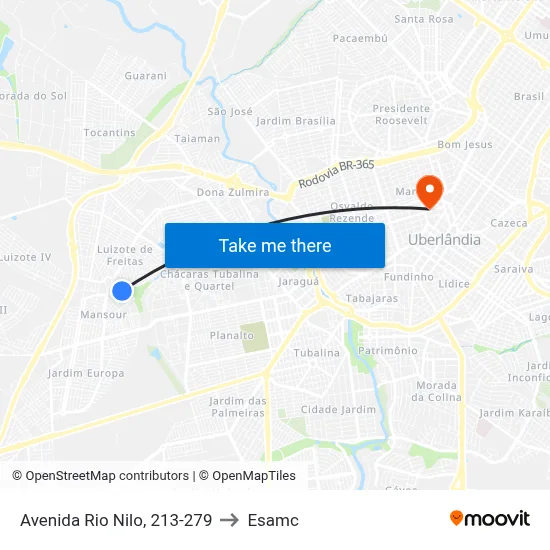 Avenida Rio Nilo, 213-279 to Esamc map