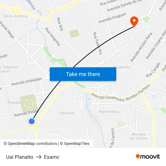 Uai Planalto to Esamc map