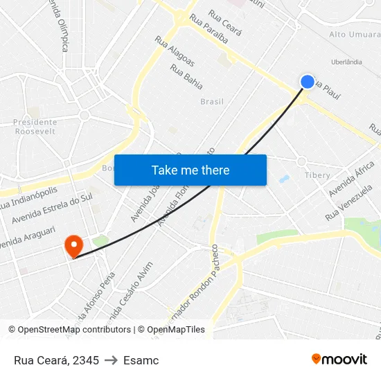 Rua Ceará, 2345 to Esamc map