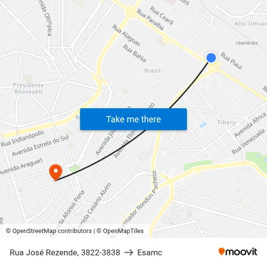 Rua José Rezende, 3822-3838 to Esamc map