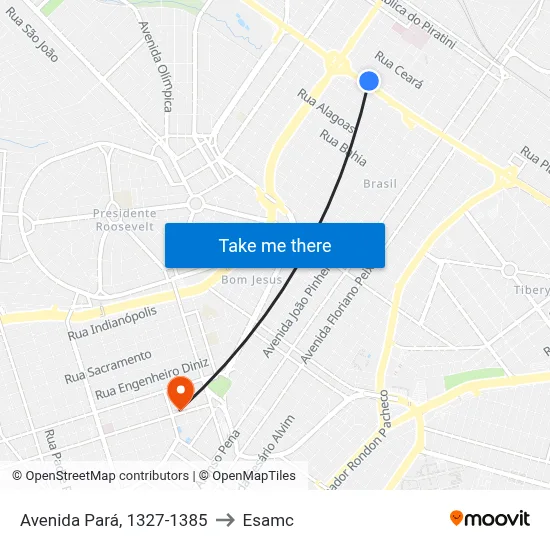 Avenida Pará, 1327-1385 to Esamc map