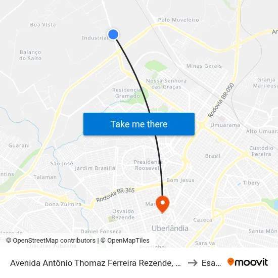 Avenida Antônio Thomaz Ferreira Rezende, 4026-4186 to Esamc map